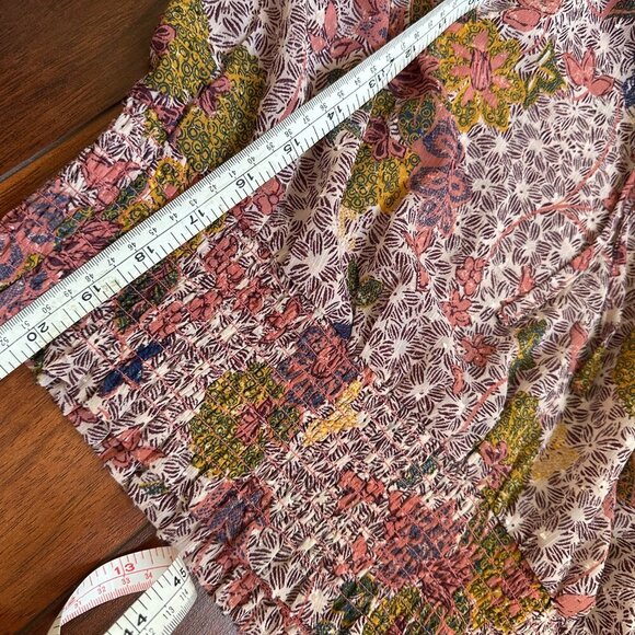 Joie Smocked Pink Floral Sheer Top Size Small - Picture 5 of 7